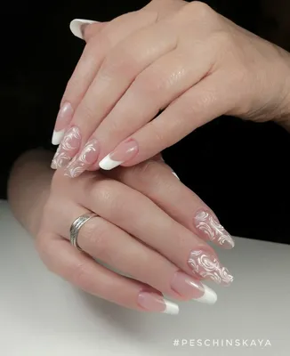 Переношенные ногти! Коррекция нарощенных ногтей БЕЗ ОПИЛА. Свадебный маникюр  с градиентом Cosmoprofi - YouTube