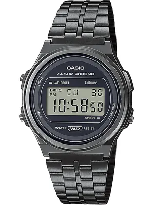 Мужские наручные электронные часы с серебряным браслетом Casio A171WE-1AEF  Vintage Round 36mm электронные купить недорого от 50 руб. в  интернет-магазине bigsaleday.ru