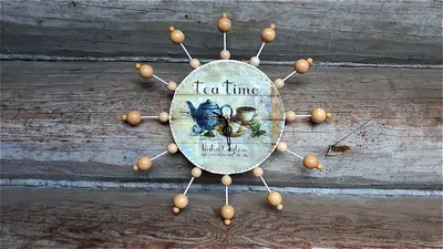 Настенные часы \"Время чая\", своими руками! Очень легко может сделать каждый  - из картона и деревянных бусин! | Юлия Жданова | Дзен