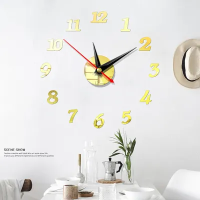 Самоклеящиеся настенные часы своими руками, современные акриловые бесшумные настенные  часы, 40 см - купить по низкой цене в интернет-магазине OZON (1147878369)