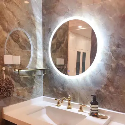 Умные светодиодные Настенные светильники с сенсорным экраном для ванной  комнаты, большие круглые подвесные Настенные светильники для туалета,  зеркальные светильники для ванной комнаты | AliExpress
