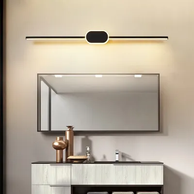 Светодиодные Настенные светильники для ванной, зеркала, черная длинная  полоса, водонепроницаемое бра светильник светильники для умывальника,  ванной комнаты, туалета, спальни | AliExpress