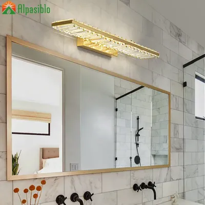 Современный светодиодный светильник для туалетного столика, настенные  светильники для зеркала в ванную комнату, со стразами, сменный светильник,  настсветильник ное освещение для туалета, бра | AliExpress