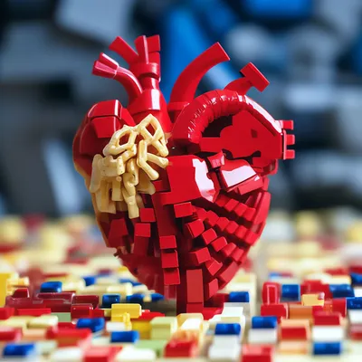 Светящееся сияющее человеческое сердце реалистичного сердца красного цвета  | Премиум Фото