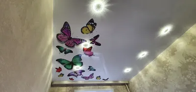 Натяжной потолок с бабочками - 55 фото