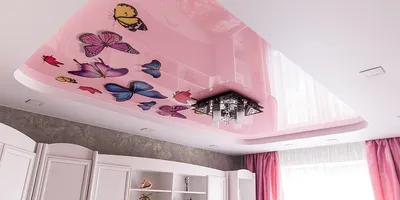 Фотопечать художественный натяжной потолок бабочки