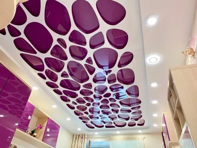 Матовый натяжной потолок с узором цветов для коридора НП-706 - цена от 2070  руб./м2