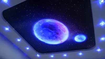 Синий космический матовый натяжной потолок НП-606 - цена от 2210 руб./м2