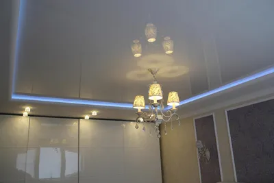 Белый матовый двухуровневый натяжной потолок с подсветкой | Портфолио  Res-Проект