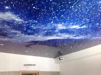 Натяжной потолок звёздное небо фотопечать в спальню