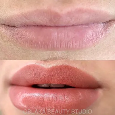 Татуаж губ с растушевкой фото до и после цена на естественный татуаж губ