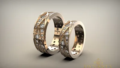 Оригинальные обручальные кольца из белого золота с бриллиантом