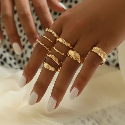 9 шт./компл. богемные женские золотые кольца модные витые необычные  металлические индивидуальные вечерние Кольца Набор для женщин аксессуары  украшения | AliExpress