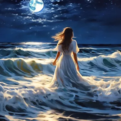 Романтическая Луна Море Волшебную Ночь стоковое фото ©rfphoto 278946644