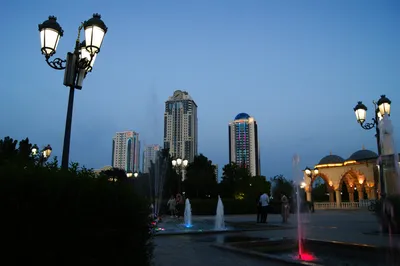 Ночной вид со смотровой площадки Грозного-Сити. | Грозный | Фотопланета