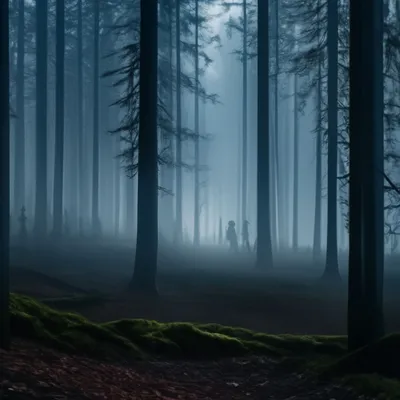 Ночной лес таинственный загадочный …» — создано в Шедевруме