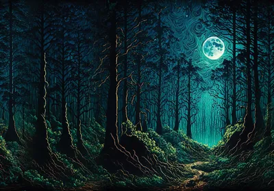 Просто ночной лес, просто красиво | Пикабу