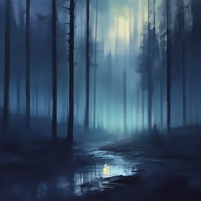 Ночной лес | Пейзажи, Лес иллюстрация, Светлячки