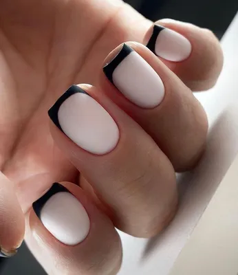 Бело-чёрный матовый френч | Дизайнерские ногти, Квадратные ногти, Ногти