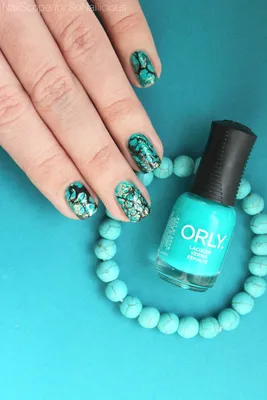 Turquoise Oval Nails With Teal and Gold Marble Accent Nail. - Etsy