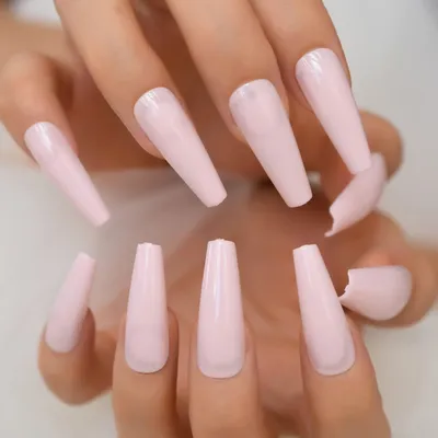 Накладные ногти светло-розового цвета накладные ногти для французского  маникюра средняя форма миндаля накладные ногти полупрозрачные для  ежедневного ношения | AliExpress