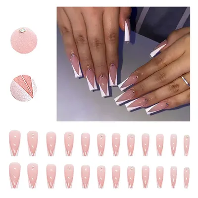 Metal Silver Edge Fake Nails Comfortable And Safe to Wear Fake Nails for  Trendy Women Hand Makeup Jelly Glue Model - Walmart.com