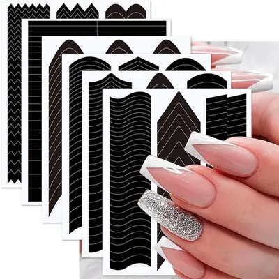 Dropship Long Stiletto False Nails Black Edge French Gold Thread Black  Rhinestones Design Wearable Fake Nails Press On Nails Manicure Tip to Sell  Online at a Lower Price | Doba