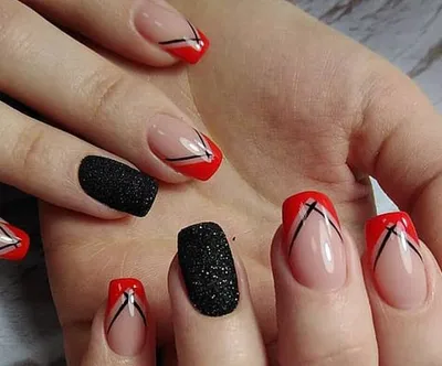 Маникюр красный с черным (модный дизайн)-купить материалы|Tufishop.com.ua