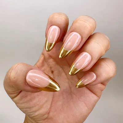 Handmade- Allure Metallic Gold or Sliver French Tip Press On Nails