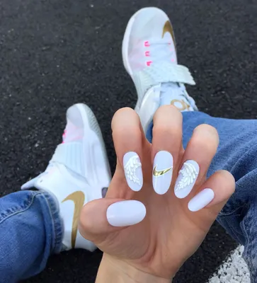 Elegant Milk White Nike Manicure