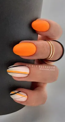 35 Cute Orange Nail Ideas To Rock in Summer : Simple Orange Tapered Nails
