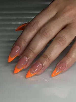 Nail art | Ombre nails glitter, Orange acrylic nails, Gel nails