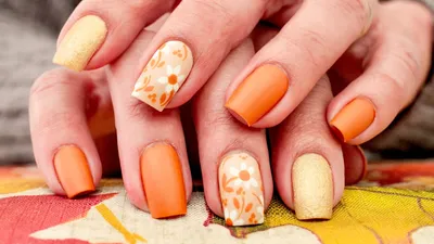Orange Almond French Nails - Press On Nails – BTArtbox Nails