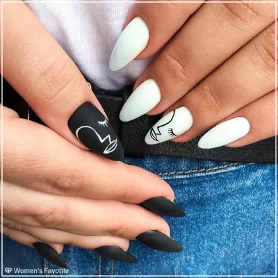 Стильный и оригинальный дизайн. Нравится? #Nails_WF #nails #маникюр  #blackandwhite #manicure #ногти #naildesign #дизайнн… | Best acrylic nails,  Nails, Stylish nails