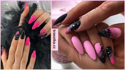 Ногти розовые с черным фото фото
