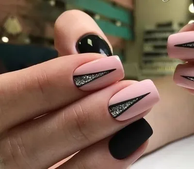 Черно-розовый маникюр | Pretty nails, Nail art, Gel nails