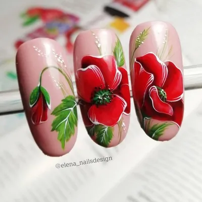 Дизайн ногтей. Маки | Flower nail art, Autumn nails, Nail designs