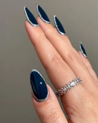 24 шт., однотонный синий цвет, серебряная флэш-пудра, накладные ногти  средней длины, пресс для ногтей для девочек – лучшие товары в  онлайн-магазине Джум Гик