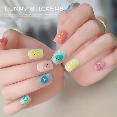 6 Sheets Smiley Face Nail Stickers 3D Self-Adhesive Nail Art Decal Cute  Smiling Face Nail Design Decoration : Amazon.ae: Beauty