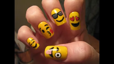 emoji nails | Ногти, Дизайнерские ногти, Дизай ногтей