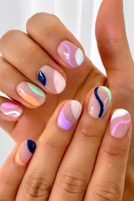 42 Cute Summer Nails For 2022 For Every Style : Different Colour Block Nails