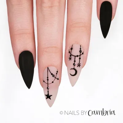 Bad Witch Nailz. Matte black stiletto satanic press on nails