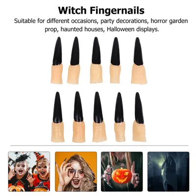 Valatala 10Pcs Halloween Witch False Nail Tips Zombie Cosplay Full Cover  Stiletto Nails Artificial Nails - Walmart.com