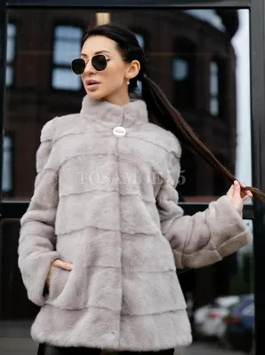 Пальто меховое женское Б104/110 норка сканбраун - купить в Москве по  выгодной цене