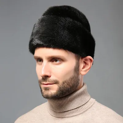 Черная мужская норковая шапка модель 320м | Russkie-shapki.ru