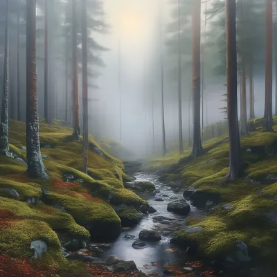 Норвежский лес, гипер реализм, лё…» — создано в Шедевруме