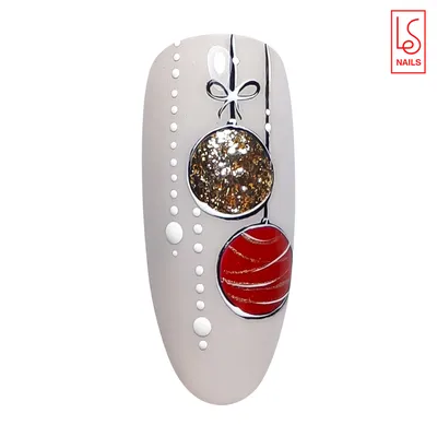 Новогодние шары - идея новогоднего дизайна ногтей от LesNails