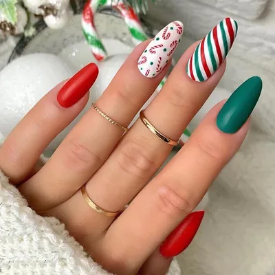 Купить Снежный дизайн ногтей в полоску, рождественские накладные ногти,  модные накладные ногти | Joom
