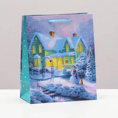 Интерьерный новогодний шар \"Синий домик в лесу\" код 315 - Мастерская Елены  Козиной