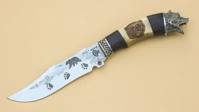 Шкуросъемный нож Медведь-Premium (алмазка, карельская берёза) подпальцевая  выемка